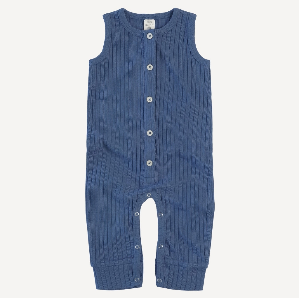 Nwt 3t Kate Quinn Organic Sleeveless Button Sport Jumpsuit Moonlight Classic Rib